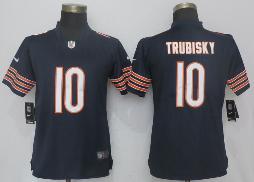 Women Chicago Bears #10 Trubisky Blue Vapor Untouchable Playe Nike NFL Jerseys